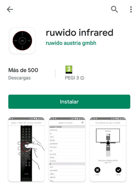 Descargar la app del móvil de ruwido infrared