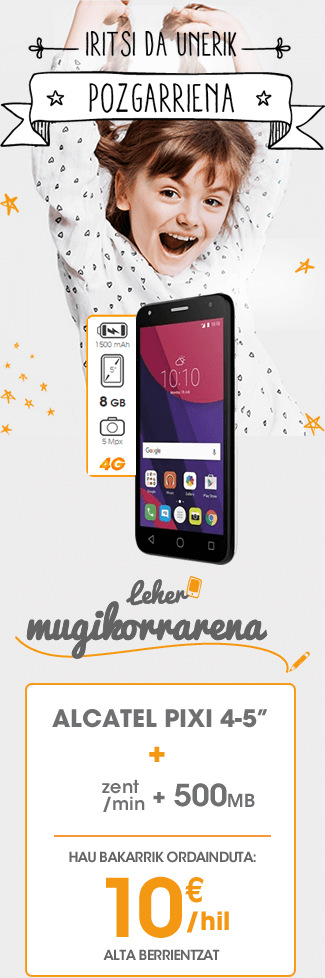 Alcatel PIXI 4-5 + 0zent/min+500MB